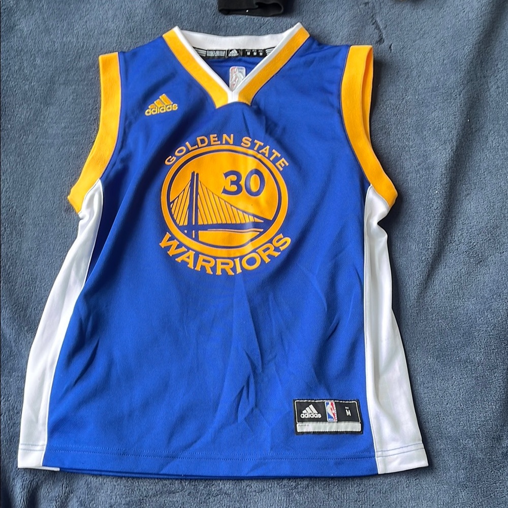 Adidas Blue and Yellow Warriors CURRY Basketball Jersey